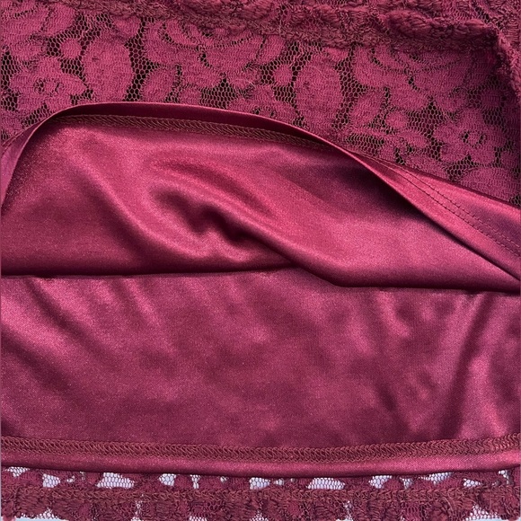 Laundry by Shelli Segal Ruched Lace Burgundy Long Sleeve Knee Length Size 12 - Picture 10 of 14
